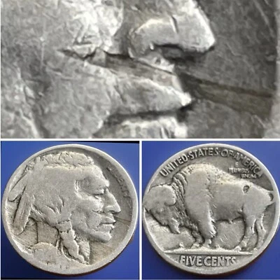 1916-P Buffalo Nickel Mint Error. De-Lamination Peel w/ Attached Lamination#1604 - Image 1 of 4