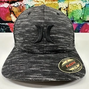 HURLEY FLEXFIT Hat Cap Size Small-Medium Black Gray Comfortable YUPOONG Surf NEW - Picture 1 of 24