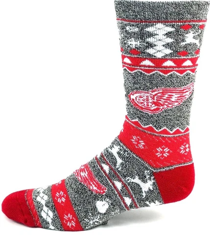 Detroit Red Wings Hockey Original Ugly Christmas Holiday Crew Socks Cover