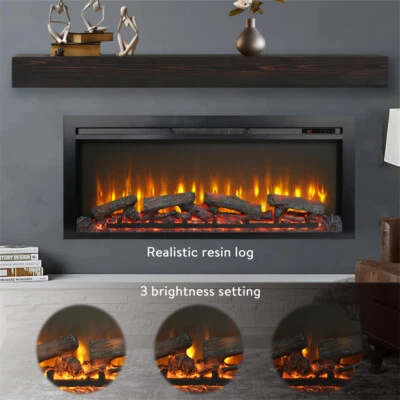 44 Inches Ultra-Thin Electric Fireplace Wall-Mounted & Recessed Fireplace Heater - Image 1 of 4