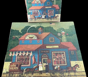 Americana Puzzle Wysocki 500 Pc Complete S Barton Meats Butcher Shop RARE - Picture 1 of 13