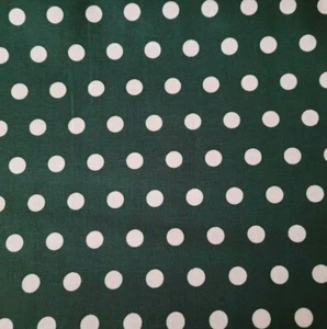 9" Polka Dot Print Unbranded Medium White Polka Dots on Hunter Green - Picture 1 of 2