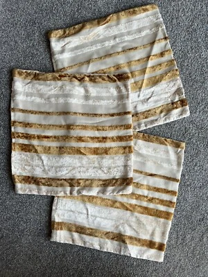 3 x Gold/Beige Striped Cushion Covers BRAND NEW 42x42cm - Image 1 of 2