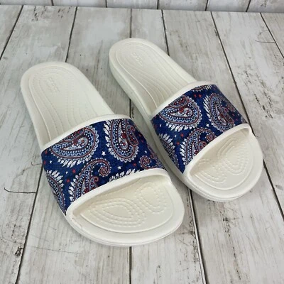 Crocs Vera Bradley Colab Women’s 9 Sloane Slides  Blue Marine Paisley - Image 1 of 4