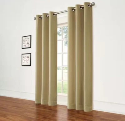 Eclipse Thermapanel 84-Inch Room Darkening Grommet Top Curtain Panel Pair Taupe - Image 1 of 4