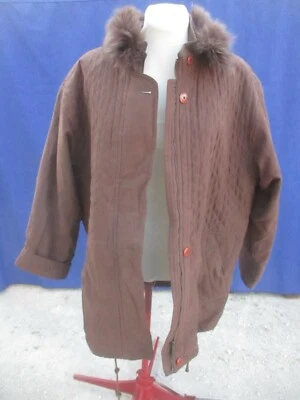 Manteau N°15 marron microfibre fausse fourrure T40 - Photo 1/4