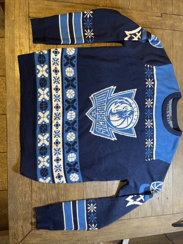 NBA Dallas Mavericks Mens XL Ugly Christmas Sweater Long Sleeve Blue Rare Mint Cover