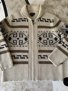 Pendleton Westerly Big Lebowski Cowichan Zip Wool Dude Sweater Cardigan L - Picture 1 of 9