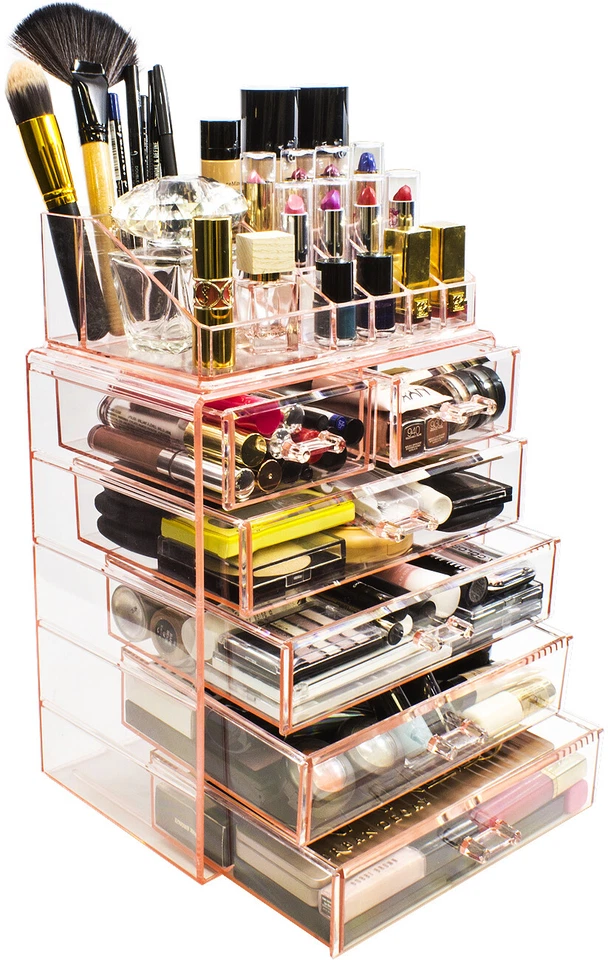 Organizador de Maquillaje Acrílico con 6 Cajones y 16 Ranuras Joyería Cosméticos Caja de Almacenamiento Foto 1 de 4