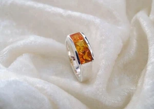 Ring Silber 925 / 3 Spinell orange / U: 56mm / No. 16 / neu! - Bild 1 von 2