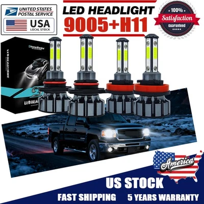 STONEBANKS For GMC Sierra 1500 SLE WT Cab Pickup 2007-2013 LED Headlight High Low Bulbs Kit