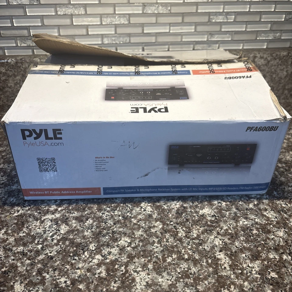 Pyle PFA600BU 2-Channel PA Bluetooth Karaoke Amplifier w/ FM, USB/SD, Mic, Remot - Image 1 of 4