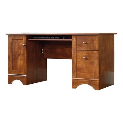 Pemberly Row Transitional Wood Computer Desk in Brushed Maple