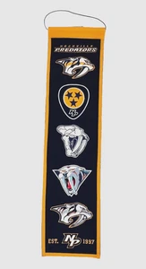 Nashville Predators Evolution 8x32 Inch Vertical Wool Embroidered Hanging Banner - Picture 1 of 6