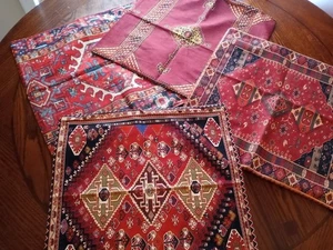 Four 16"x16" Geometric Moroccan Style Zipper Throw Pillow Covers (59A) - Picture 1 of 5