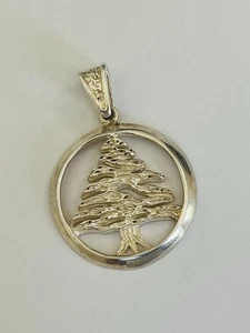 Vintage signierter Zedernbaum Libanon Sterlingsilber Kreis Anhänger 11 Gramm - Bild 1 von 15