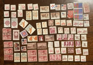 Lote de estampillas de Estados Unidos: estampillas rojas y rojizas, ideales para manualidades (90+) - Imagen 1 de 1