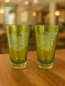 Starbucks Green Highball Tumbler Filigree Baroque Rococo 2003 Collectible 20oz - Picture 1 of 10