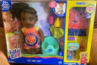 Nuevo Baby Alive Potty Dance Afroamericano Niña Muñeca Habla Tintinea Juguete con Bonificación Foto 1 de 4