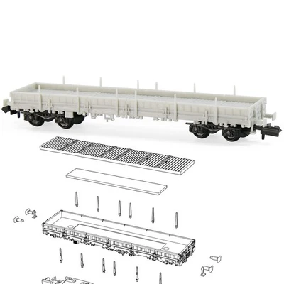 Evemodel N Scale 1:160 Unassembled Unpainted 40' Low-side Car Model Wagon - Image 1 of 4