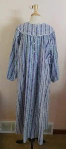 Lanz of Salzburg 2x Langarm langes Flanell Nachthemd lila grün Ösen Spitze - Bild 1 von 8