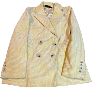 Zara Woman Yellow Corduroy Blazer Double Breasted Jacket Size XS - Image 1 of 4