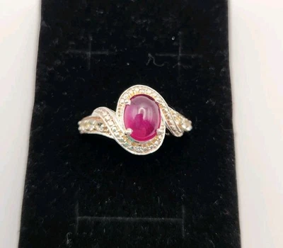 Ruby Topaz Ring Size 10 Platinum Yellow Gold  Plated Sterling Silver - Image 1 of 4