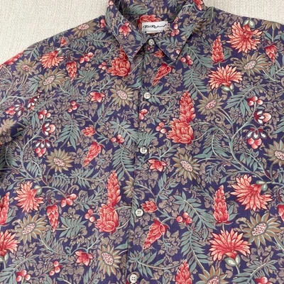 Vintage Tori Richard Button Up Shirt Mens XL 1970s Cotton Lawn Floral Hawaiian - Image 1 of 4