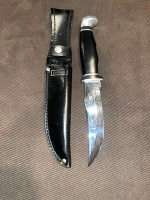 FUNDA VINTAGE-XX 223-5 EE. UU. CUCHILLO DE CAZA ARMA MANGO NEGRO Y FUNDA DE CUERO! Foto 1 de 4