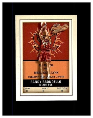 2002-03 Fleer Authentix WNBA Sandy Brondello #36 MIAMI SOL MINT - Image 1 of 2