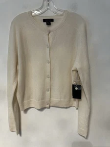 New Woman Tahari 100% 2ply Cashmere Button Up Cardigan Size XL Ivory Long Sleev - Picture 1 of 4