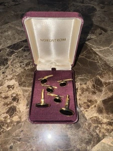 Vintage Nordstrom Gemelos 4 Camisa Tachuelas-Juego de Esmoquin!  Piedra negra ónix - Imagen 1 de 9