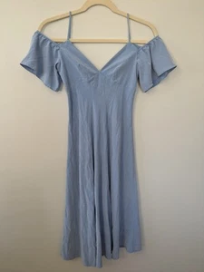 Zara Womens Chambray Midi Dress Off Shoulder Flutter Sleeve Peasant Lyocell Sz S - Picture 1 of 10