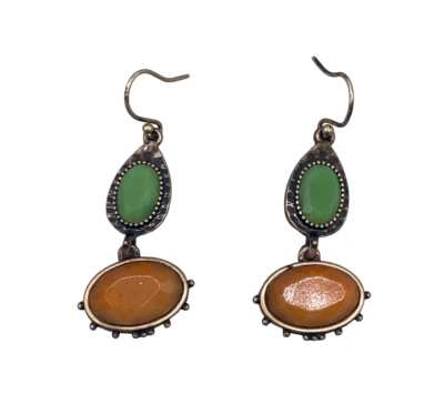 Silver Forest Dangle Drop Earrings Floral Engraved Back Hook handcrafted - Image 1 of 4