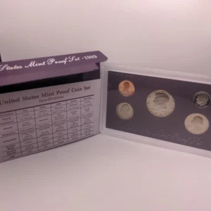 1989 Proof Set US Mint - 5 Coin Set - Nice Toning Clad #01 - Picture 1 of 15