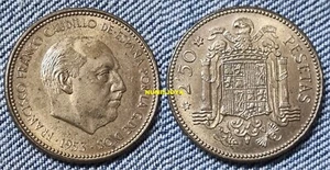ESTADO ESPAÑOL FRANCO. AUTENTICA MONEDA de 2,50 PESETAS 1953*1970. Peso 6,61 gr. - Picture 1 of 3