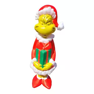 Neu 36 Zoll Grinch hält ein Geschenk Weihnachten Blasform Hof Dekoration - Bild 1 von 11