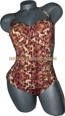 NUEVO CON ETIQUETAS HERMANNY por VIX traje de baño leopardo 10 twist bandeau fruncido acanalado sin tirantes Foto 1 de 3