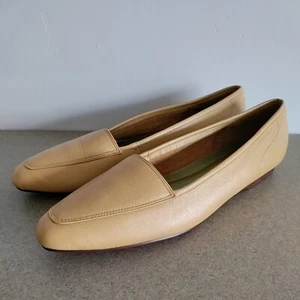 Soft Flex Hush Puppies Flats Slip-On Shoes Mustard Brown 9.5 Leather Old Money - Picture 1 of 10