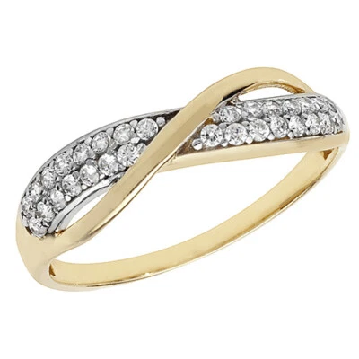 Crossover Gemma Anello Eternity 9ct Giallo Oro Marchiato Misure J - TAGLIA S - Immagine 1 di 3