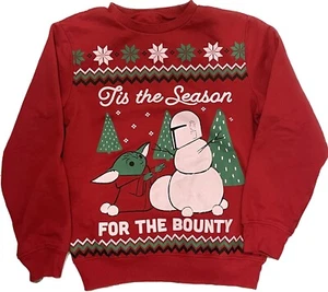 Star Wars Grogu Baby Yoda Christmas Sweatshirt Youth Large L It’s The Season - Picture 1 of 2