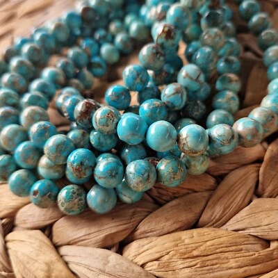 NELLYS  Impressionen Jaspis ca. 8mm Glanz türkis ca. 49 Perlen Edelsteine - Bild 1 von 3