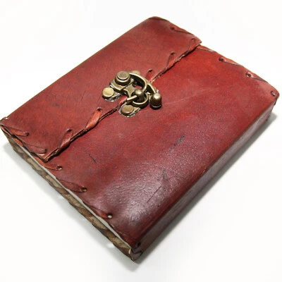 Lederbuch mit Bügel Schloss Kladde Notizbuch Tagebuch Buch Leder 13x11cm  - Bild 1 von 3