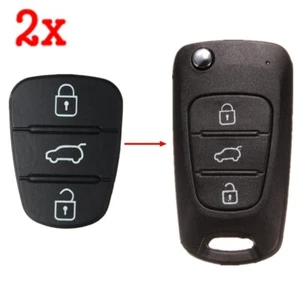 2x Tastenfeld für Hyundai / Kia Klapp Schlüssel Funk Fernbedienung 3 Tasten - Picture 1 of 6