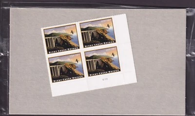 Bloque de 4 estampillas Scott #4439 Bixby Creek Bridge - sellado Foto 1 de 2