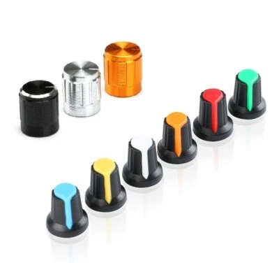 Aluminium Kunstoff Poti Potentiometer Drehknopf 6mm WH148 AG2 Alu Gold Silber - Bild 1 von 3