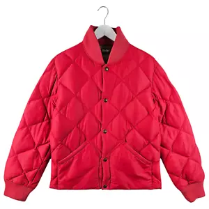 Vintage 90s Polo Ralph Lauren Mens Red Quilted Bomber Jacket Size Large L - Picture 1 of 11
