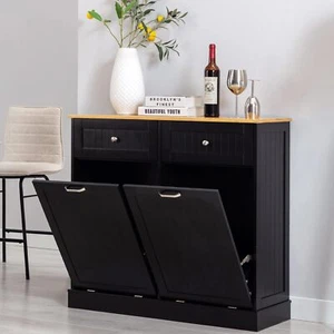 Wooden Kitchen Trash Recycling Cabinet , Tilt Out Trash Cabinet with Drawer - Picture 1 of 30