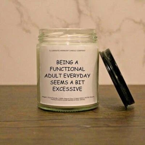 Being A Functional Adult Seems A Bit Excessive Candle | Adult Humor Gift | Gift - Picture 1 of 5