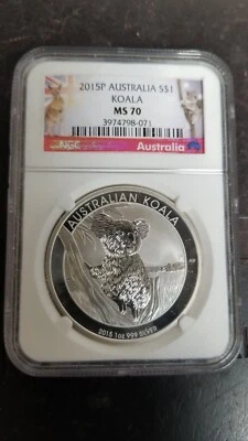 Australia 2015P Silver $1 $1.00 1 oz NGC MS70 Koala - #3974798-071 - Image 1 of 2